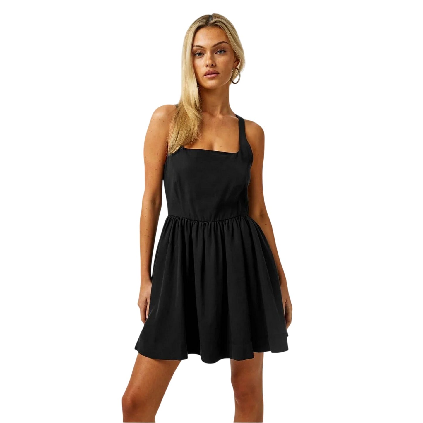 Black - Side - Jack Wills Womens-Ladies Square Neck Skater Dress