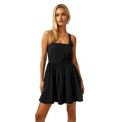 Black - Side - Jack Wills Womens-Ladies Square Neck Skater Dress