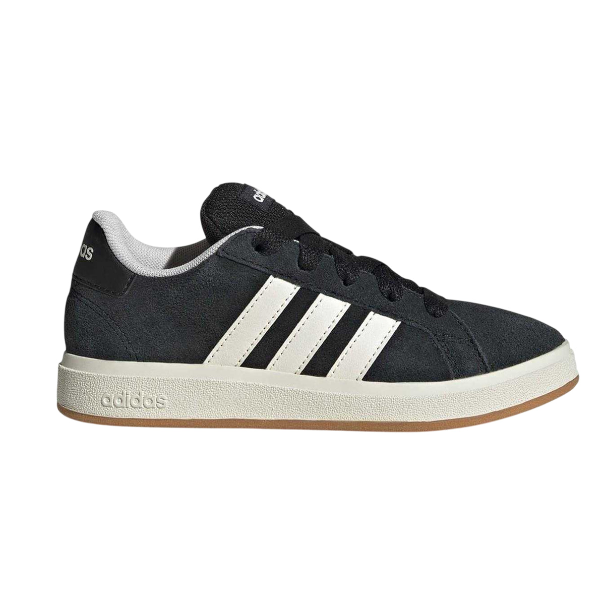 Black-Gum - Lifestyle - Adidas Childrens-Kids Grand Court 00s Suede Flat Trainers