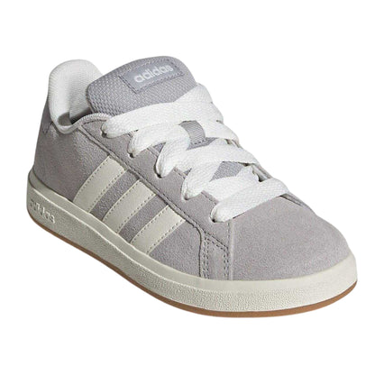 Grey - Front - Adidas Childrens-Kids Grand Court 00s Suede Flat Trainers