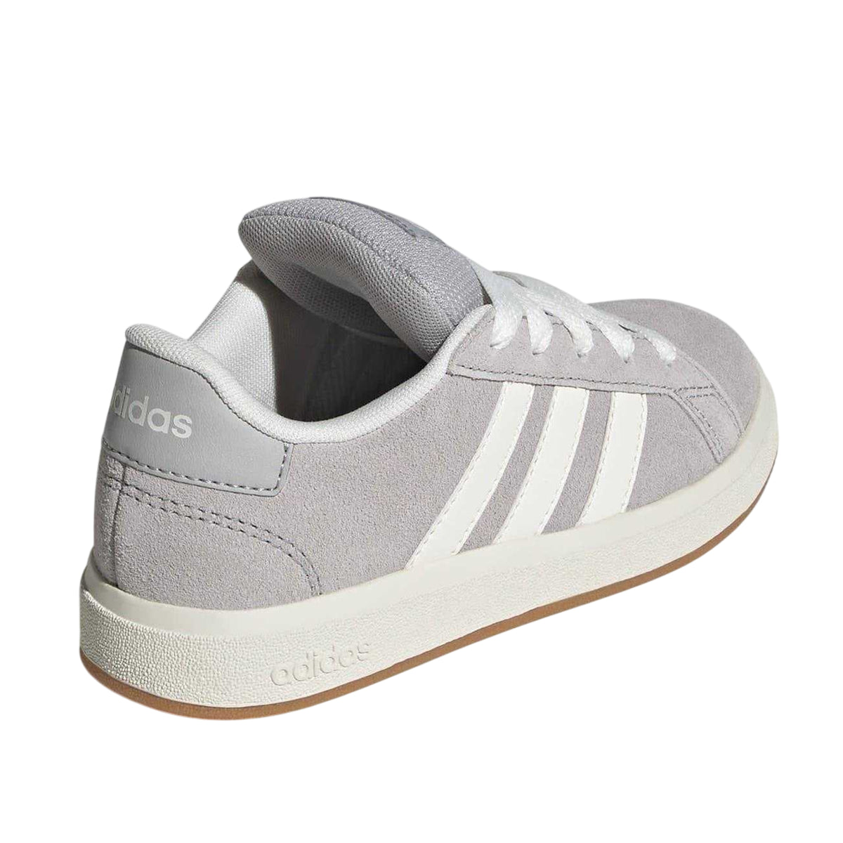 Grey - Back - Adidas Childrens-Kids Grand Court 00s Suede Flat Trainers