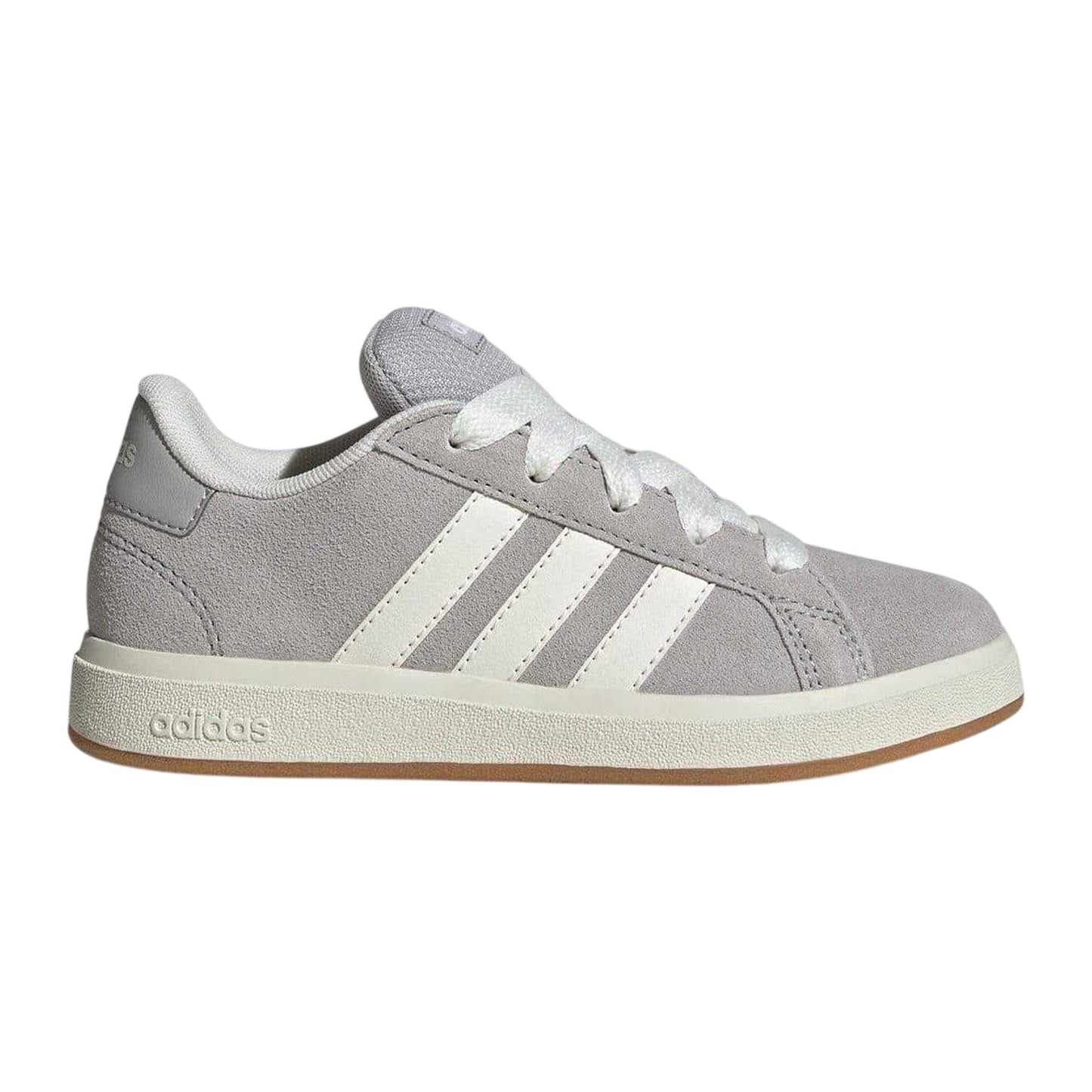 Grey - Lifestyle - Adidas Childrens-Kids Grand Court 00s Suede Flat Trainers