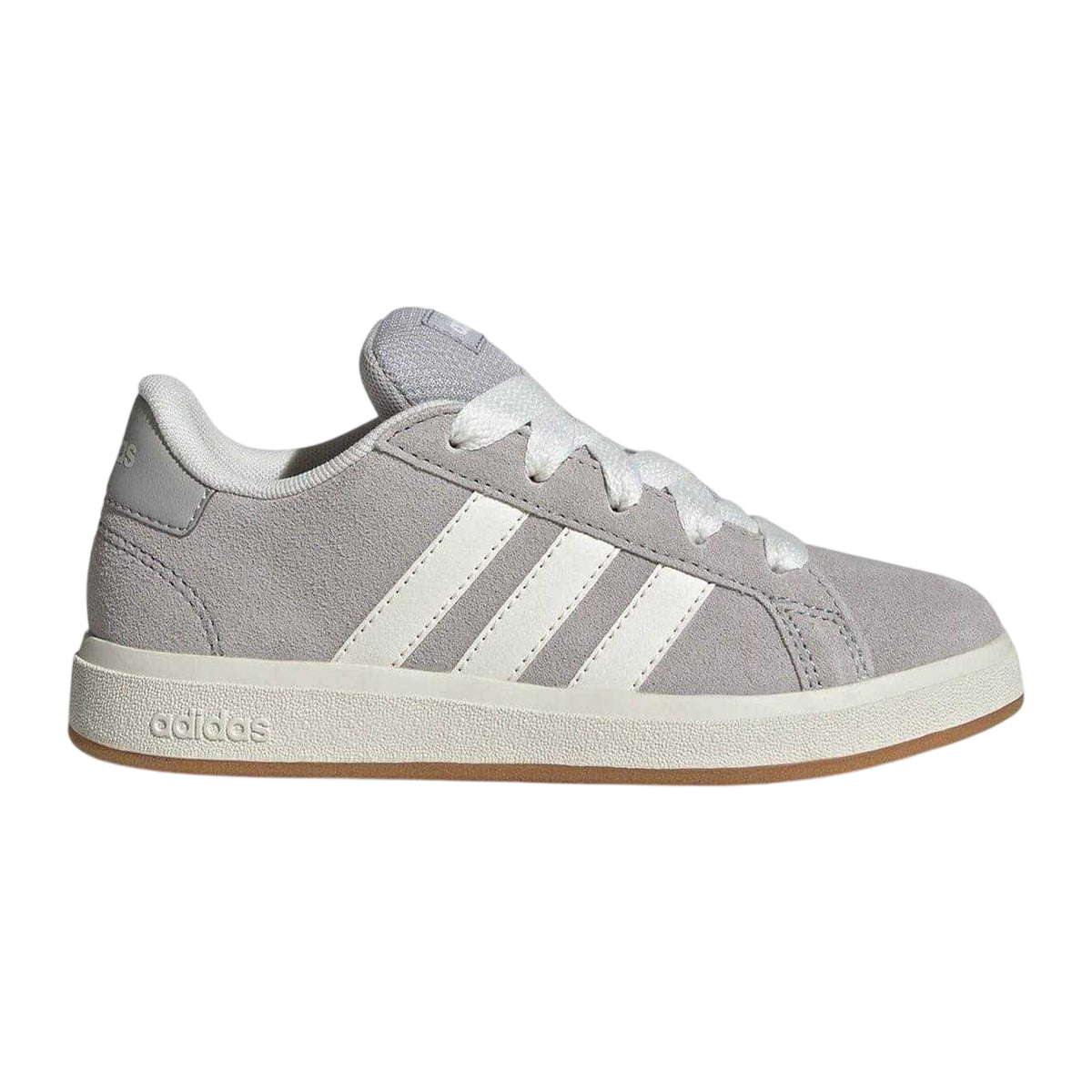 Grey - Lifestyle - Adidas Childrens-Kids Grand Court 00s Suede Flat Trainers