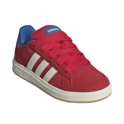 Red - Front - Adidas Childrens-Kids Grand Court 00s Suede Flat Trainers
