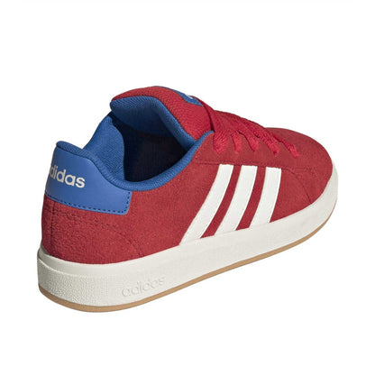 Red - Back - Adidas Childrens-Kids Grand Court 00s Suede Flat Trainers