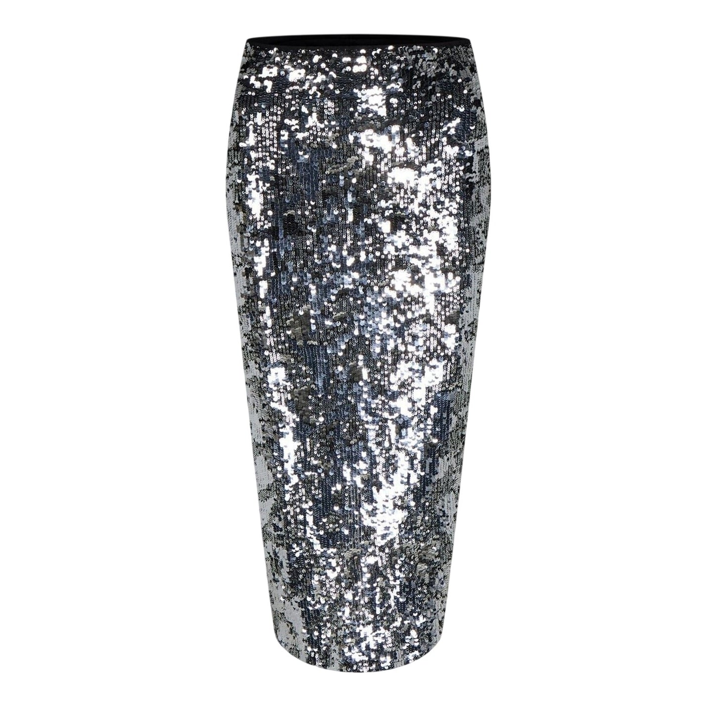 Silver - Back - Biba Womens-Ladies Sequin Midi Skirt