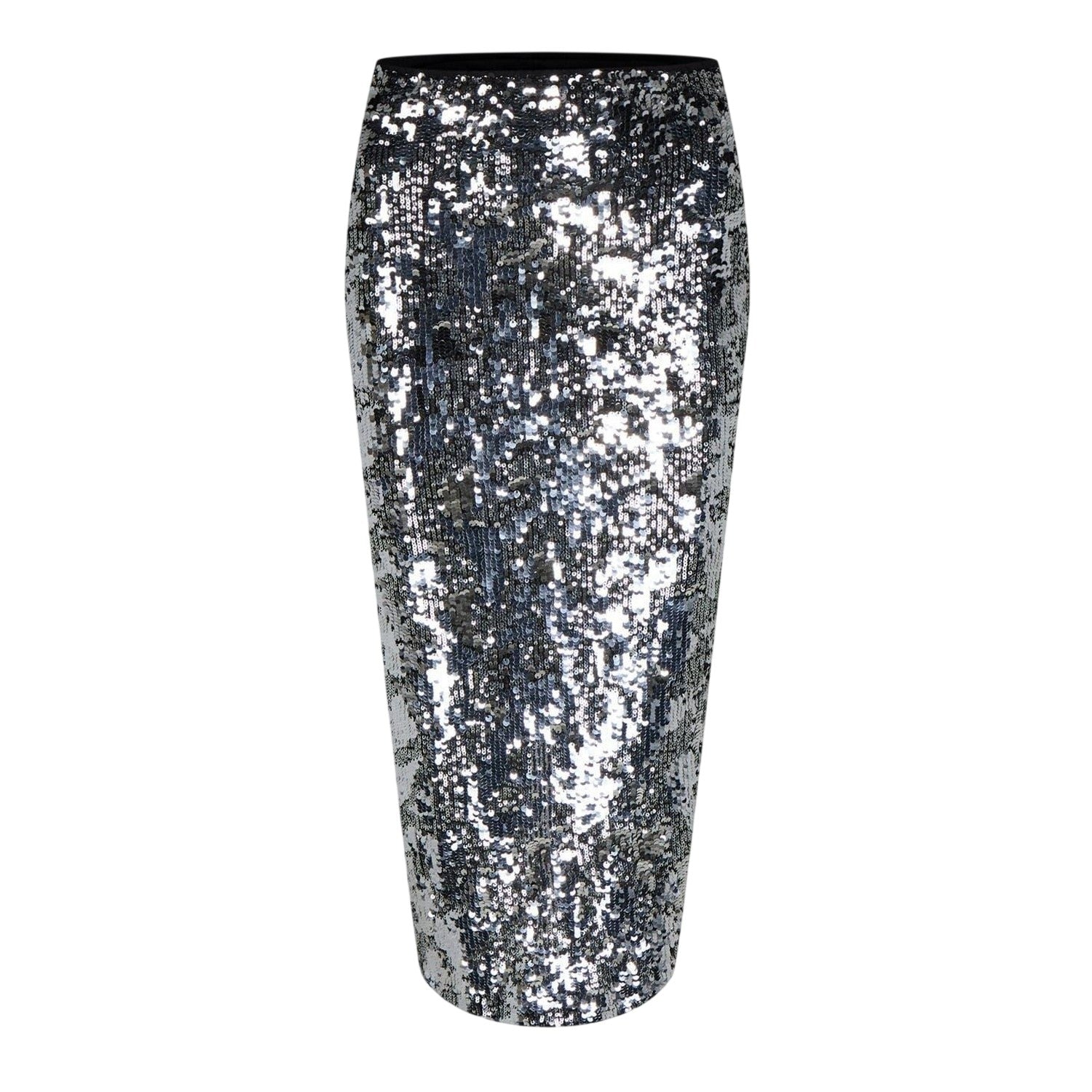 Silver - Back - Biba Womens-Ladies Sequin Midi Skirt