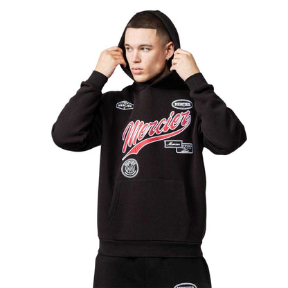 Black - Side - Mercier Mens Embroidered Hoodie