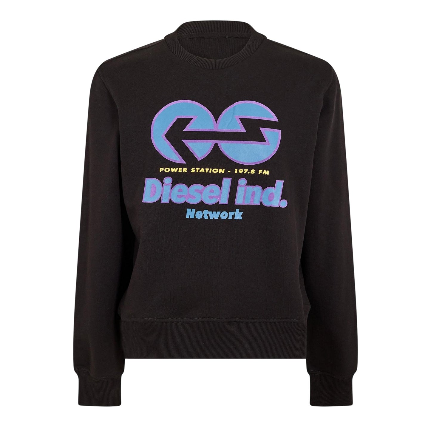 Black - Front - Diesel Mens Ginn Felpa Logo Crew Neck Sweatshirt