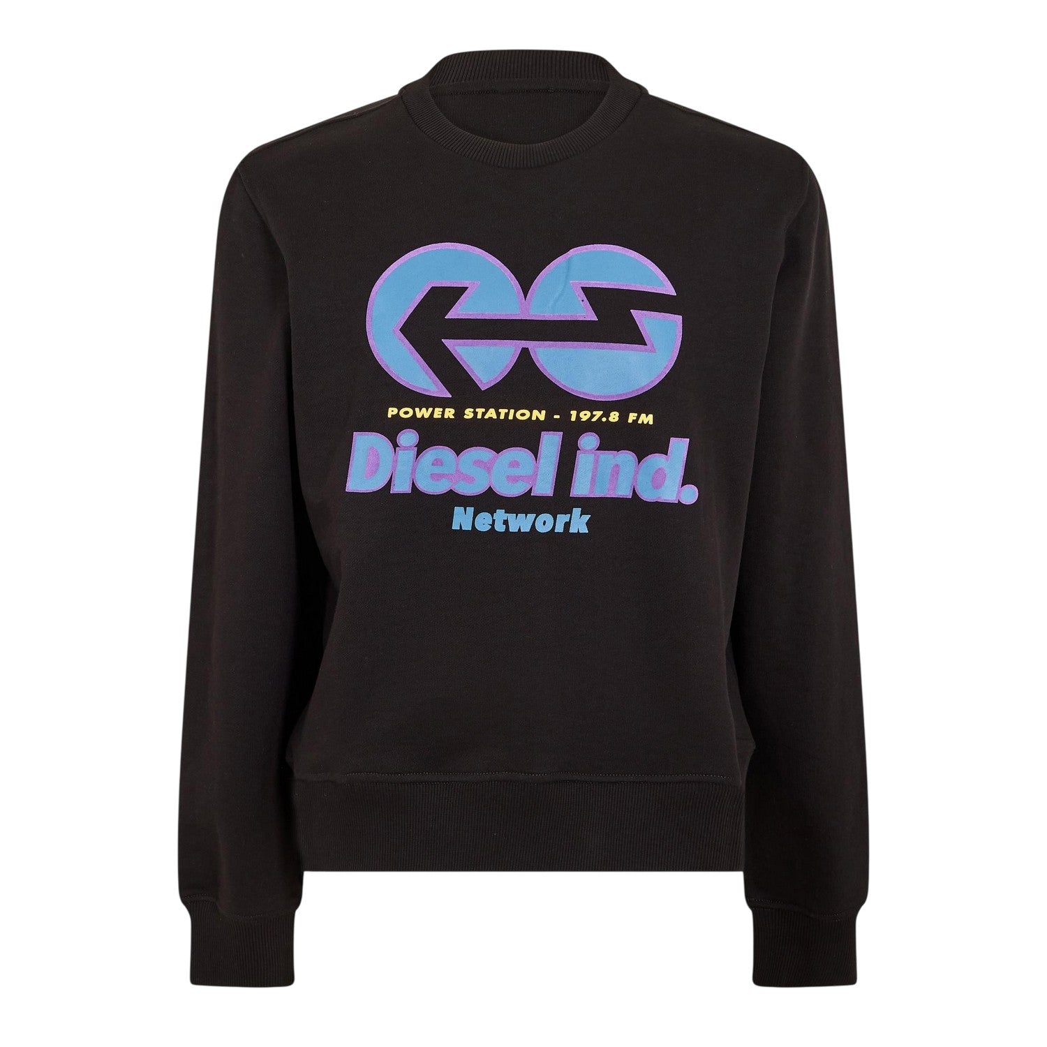Black - Front - Diesel Mens Ginn Felpa Logo Crew Neck Sweatshirt