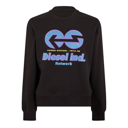 Black - Front - Diesel Mens Ginn Felpa Logo Crew Neck Sweatshirt