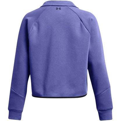 Purple - Back - Under Armour Womens-Ladies Collared Boxy Sweatshirt
