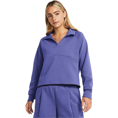 Purple - Side - Under Armour Womens-Ladies Collared Boxy Sweatshirt