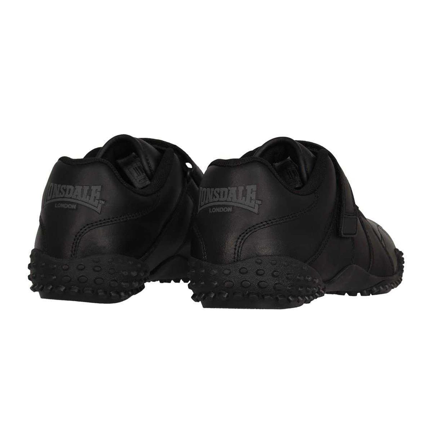 Black - Back - Lonsdale Childrens-Kids Fulham Leather Flat Trainers