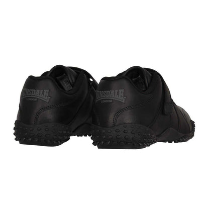 Black - Back - Lonsdale Childrens-Kids Fulham Leather Flat Trainers