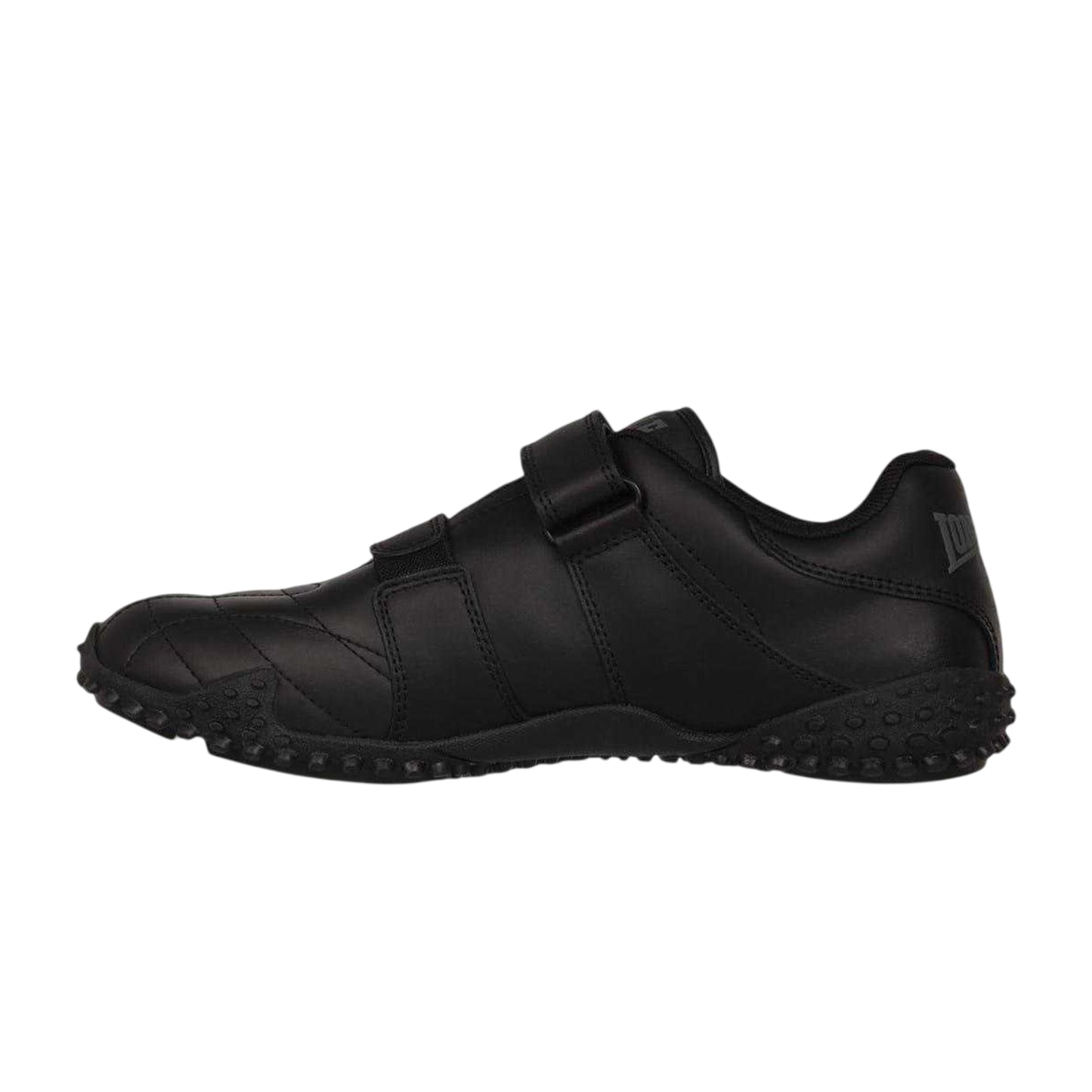 Black - Side - Lonsdale Childrens-Kids Fulham Leather Flat Trainers