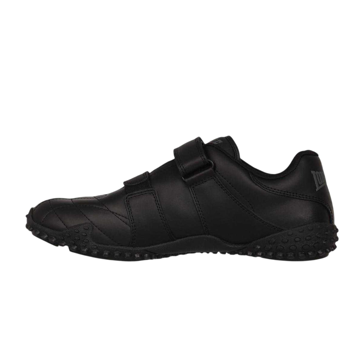Black - Side - Lonsdale Childrens-Kids Fulham Leather Flat Trainers