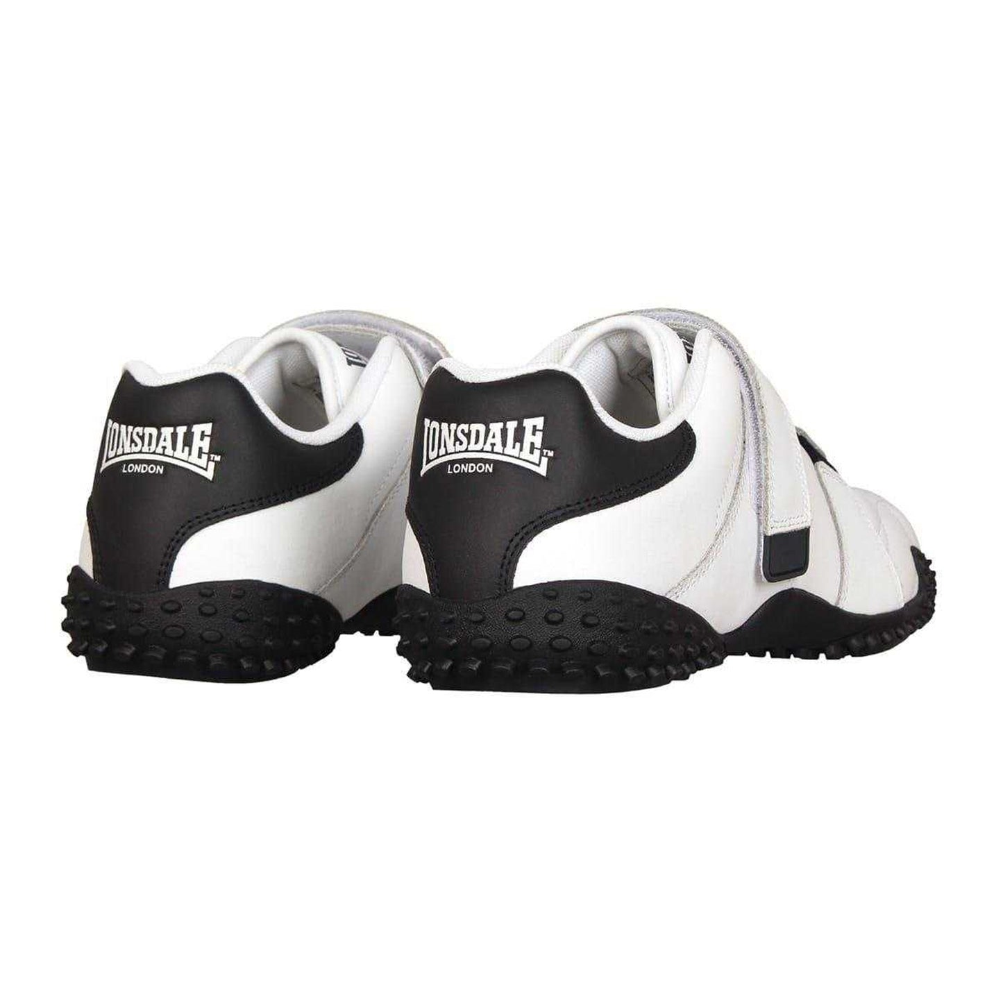 White-Navy - Back - Lonsdale Childrens-Kids Fulham Leather Flat Trainers