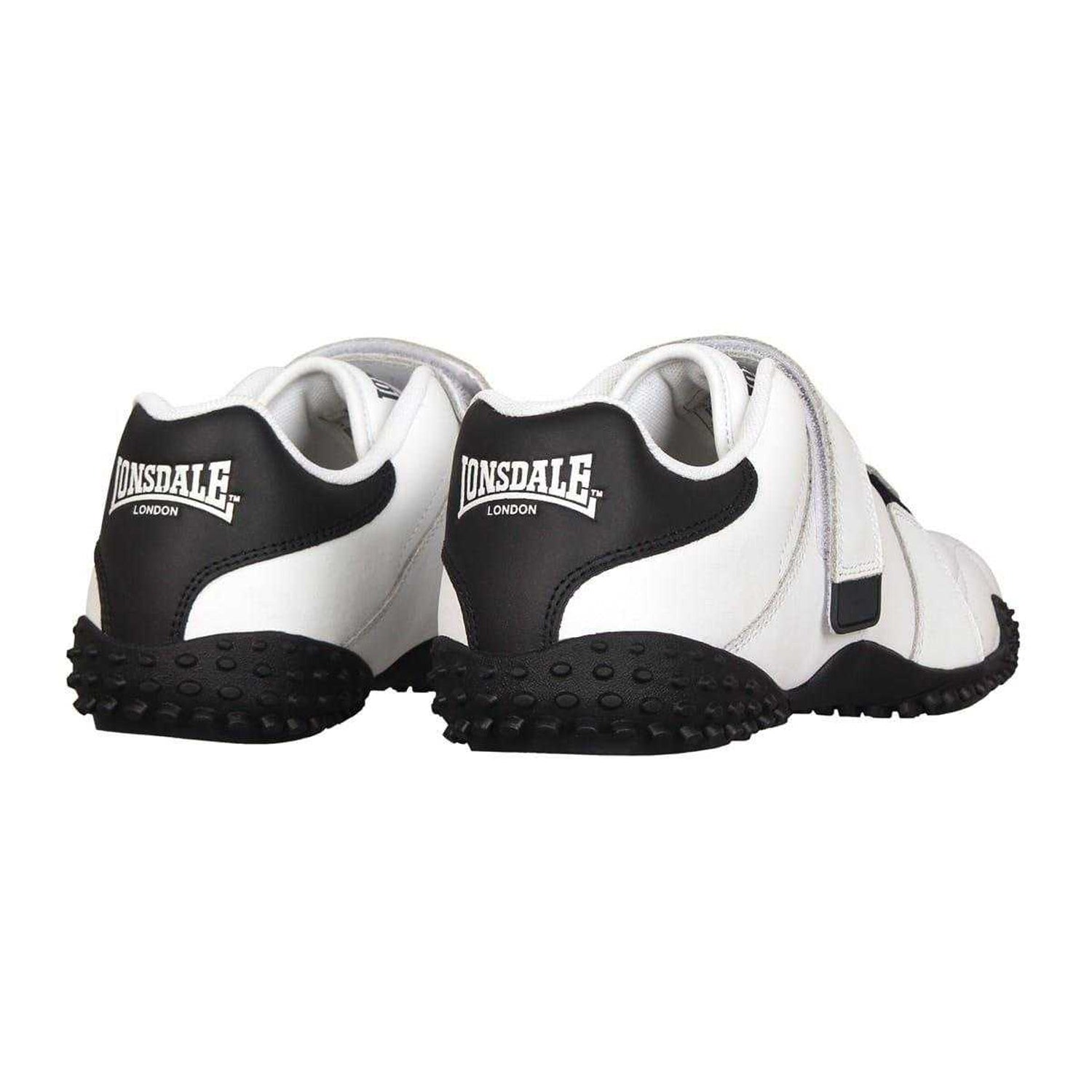 White-Navy - Back - Lonsdale Childrens-Kids Fulham Leather Flat Trainers
