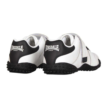 White-Navy - Back - Lonsdale Childrens-Kids Fulham Leather Flat Trainers