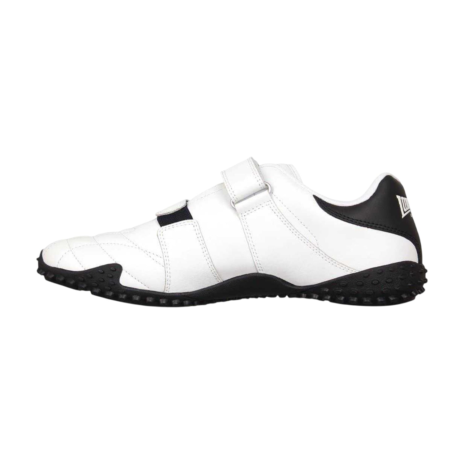 White-Navy - Side - Lonsdale Childrens-Kids Fulham Leather Flat Trainers