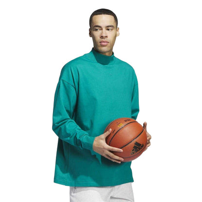 Green - Back - Adidas Mens Long-Sleeved Basketball T-Shirt