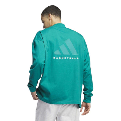 Green - Side - Adidas Mens Long-Sleeved Basketball T-Shirt
