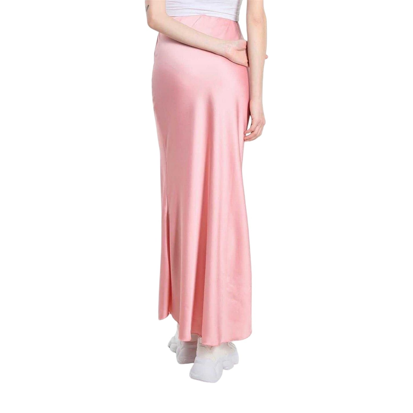 Hot Pink - Back - Be You Womens-Ladies Satin Midi Skirt