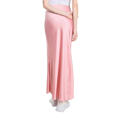 Hot Pink - Back - Be You Womens-Ladies Satin Midi Skirt