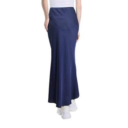 Navy - Back - Be You Womens-Ladies Satin Midi Skirt