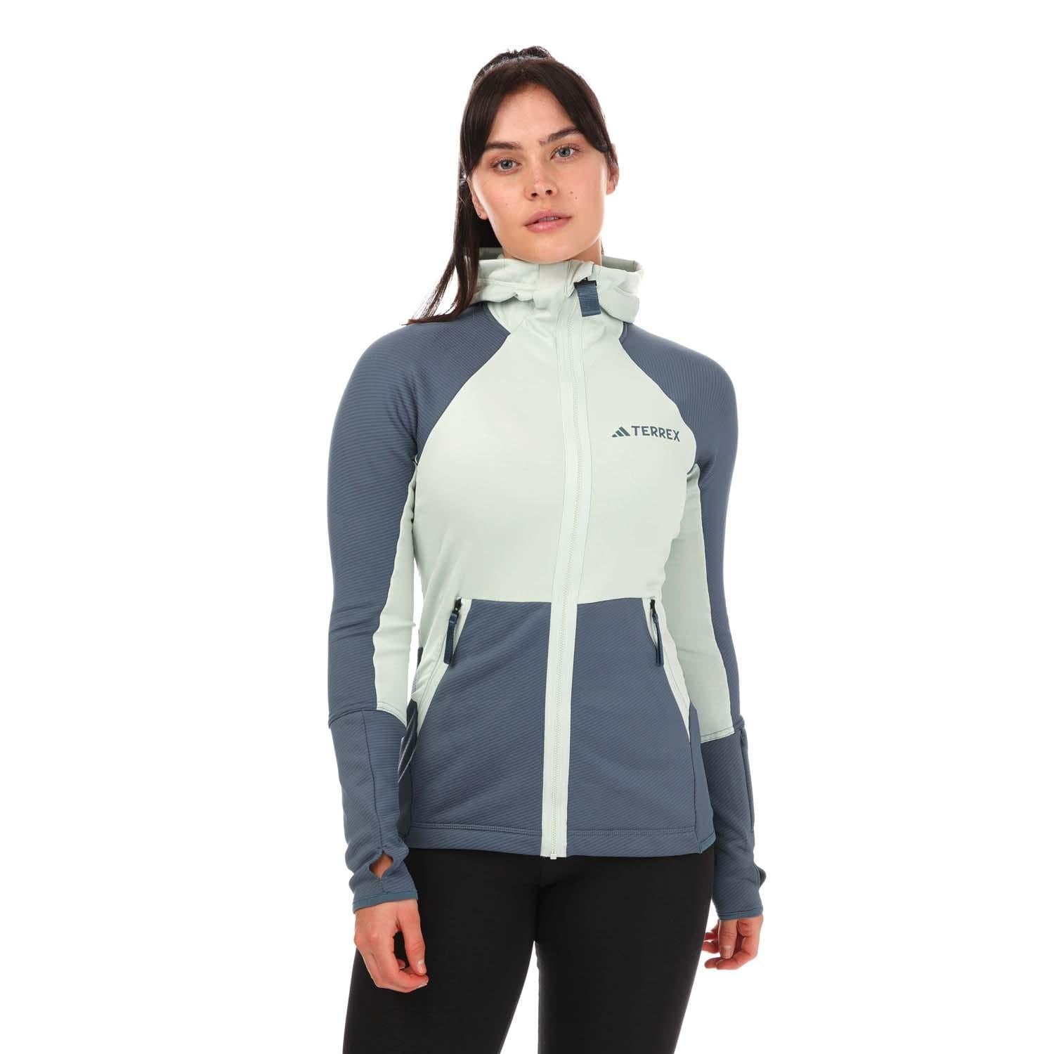 Green - Front - Adidas Womens-Ladies Terrex Tech Fleece Zipped Hoodie