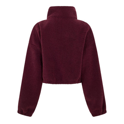 Fig - Back - Gym King Womens-Ladies Logo Borg Cropped Jacket