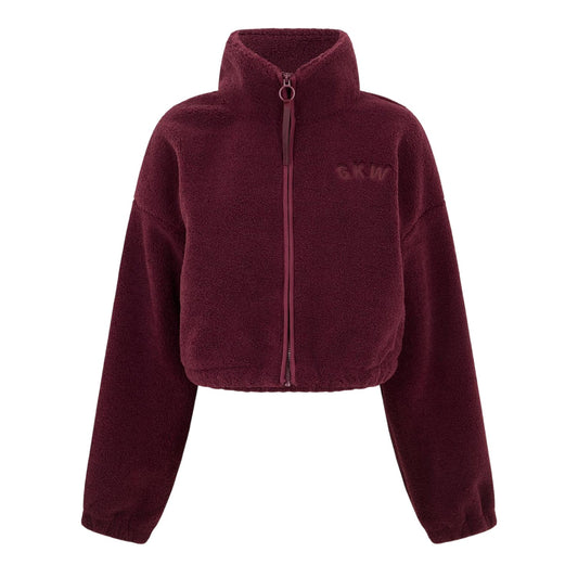 Fig - Front - Gym King Womens-Ladies Logo Borg Cropped Jacket