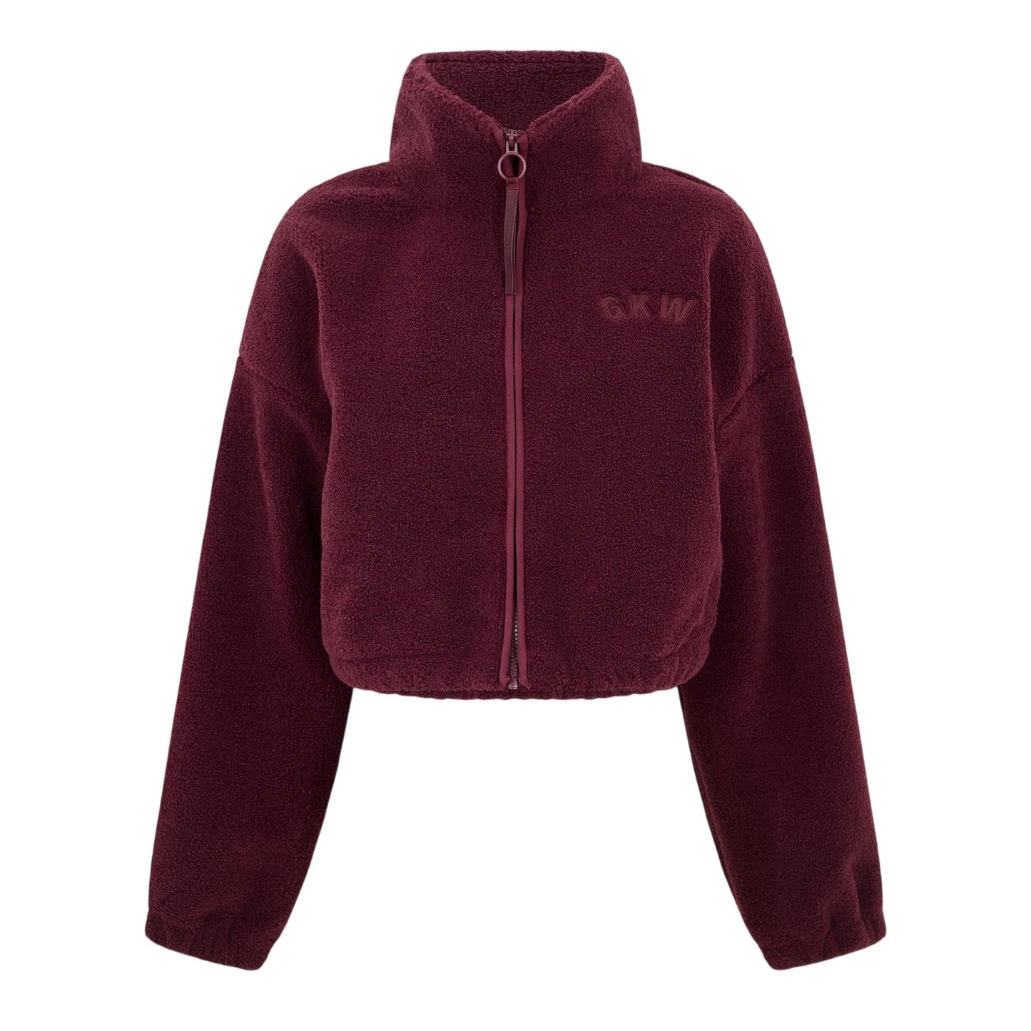Fig - Front - Gym King Womens-Ladies Logo Borg Cropped Jacket