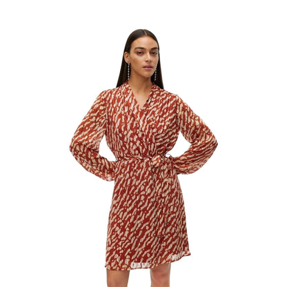 Fired Brick - Side - Vero Moda Womens-Ladies Rie V Neck Wrap Dress
