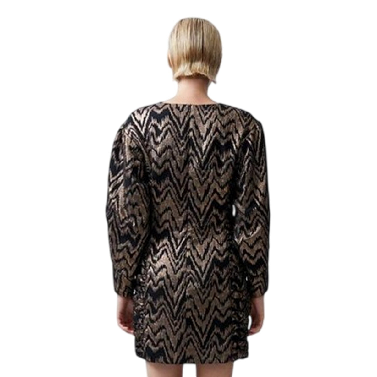 Blackout-Copper - Back - French Connection Womens-Ladies Ellery Puff Sleeve Mini Dress