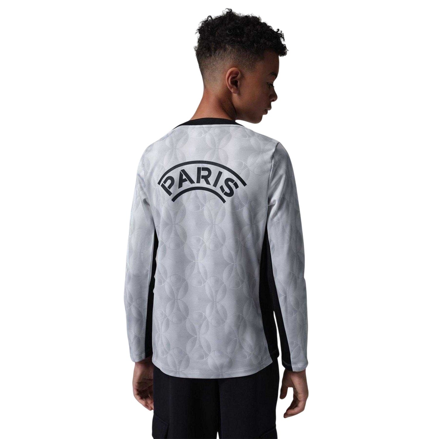 Grey-Black - Back - Nike Childrens-Kids Paris Saint Germain FC Long-Sleeved Drill Top