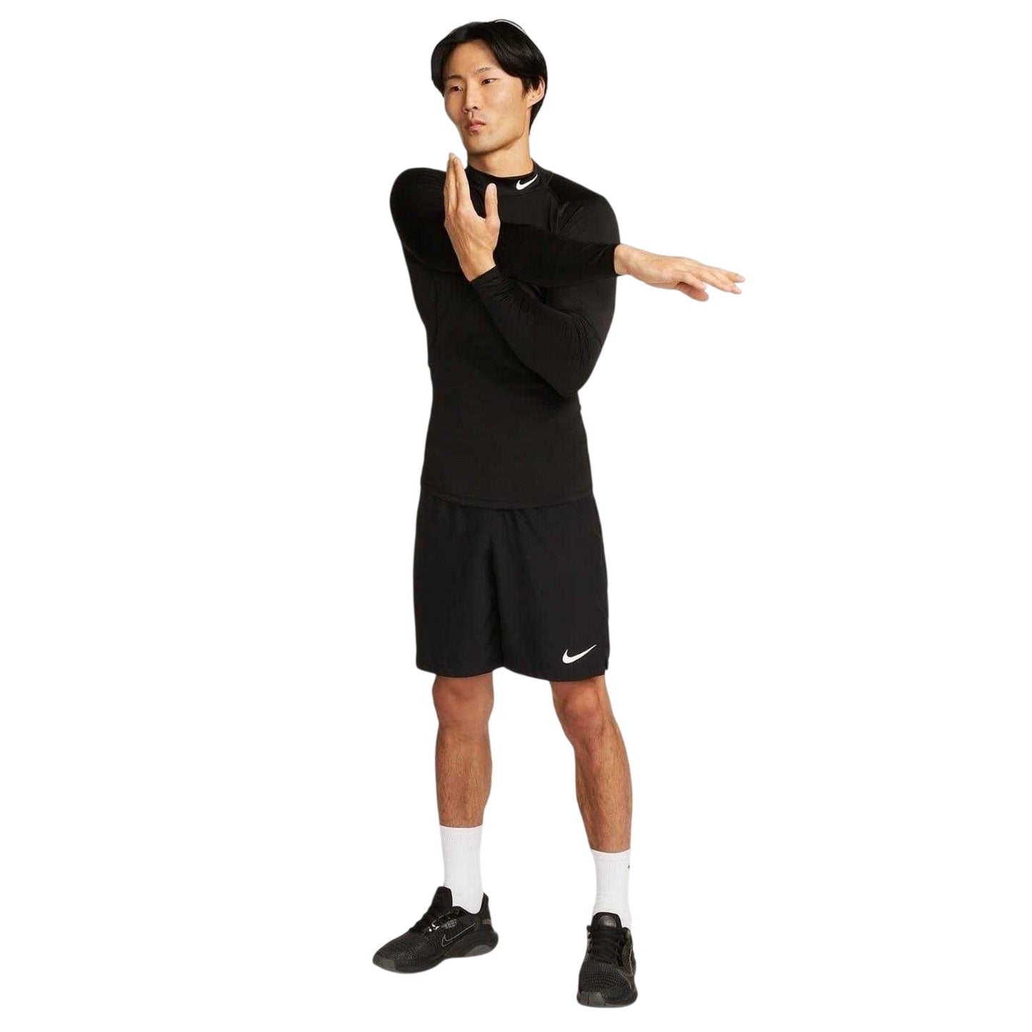 Black - Side - Nike Mens Pro Long-Sleeved Base Layer Top