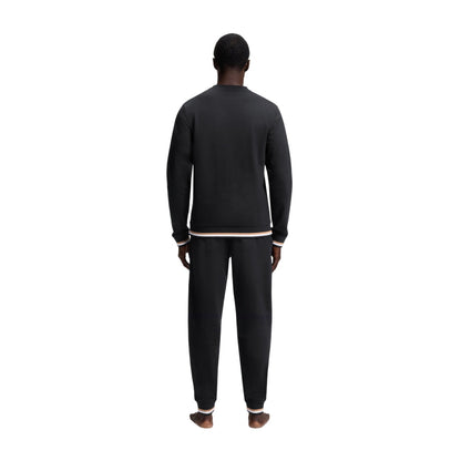 Black - Back - Boss Mens Iconic Stripe Detail Crew Neck Long-Sleeved Sweatshirt