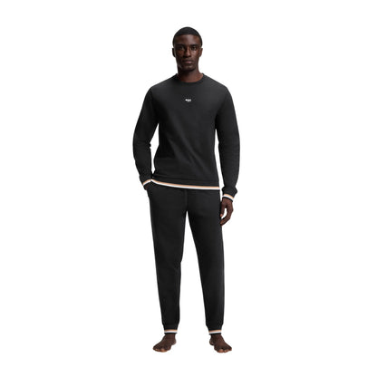 Black - Side - Boss Mens Iconic Stripe Detail Crew Neck Long-Sleeved Sweatshirt