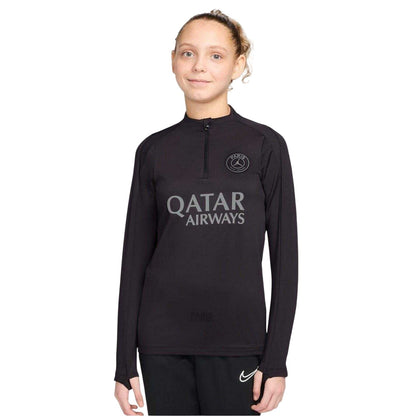 Black-Grey - Front - Nike Childrens-Kids Strike 25-26 Paris Saint Germain FC Drill Top
