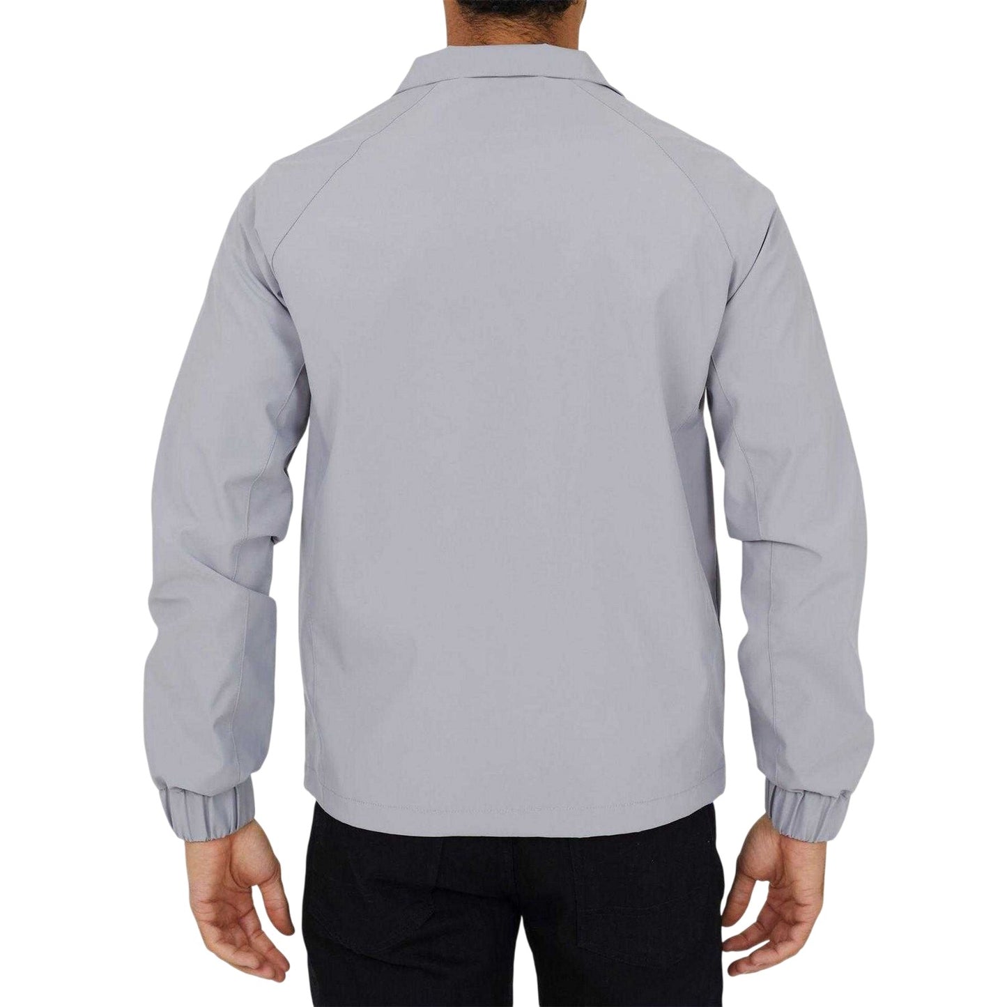 Grey - Back - Brave Soul Mens Lightweight Funnel Neck Bomber Jacket
