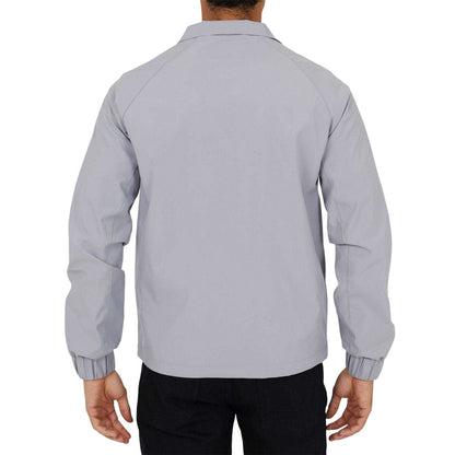 Grey - Back - Brave Soul Mens Lightweight Funnel Neck Bomber Jacket