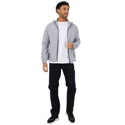 Grey - Side - Brave Soul Mens Lightweight Funnel Neck Bomber Jacket