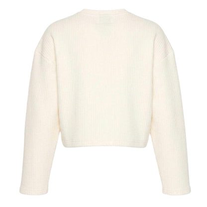 Ivory - Back - Calvin Klein Womens-Ladies Embroidered Crew Neck Sweatshirt