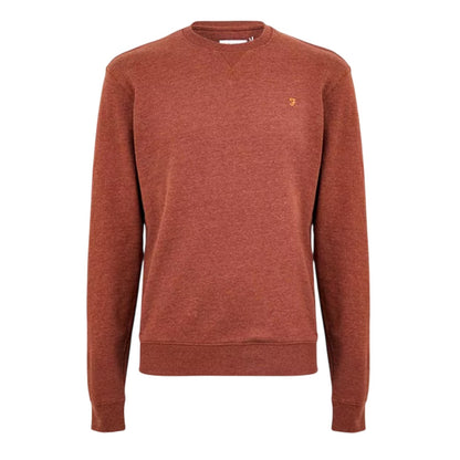 Teak Brown - Front - Farah Mens Organic Cotton Crew Neck Sweatshirt