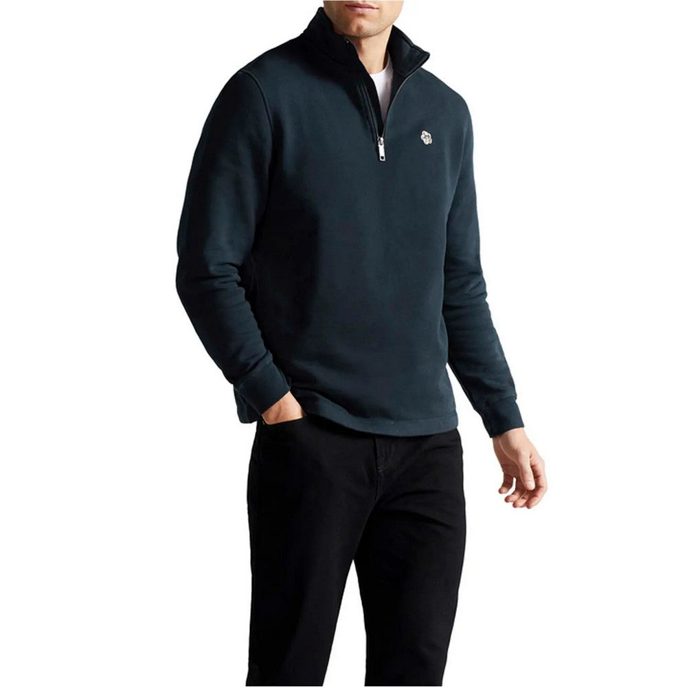 Navy - Side - Ted Baker Unisex Adult Kilbrn Quarter Zip Sweatshirt