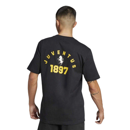 Black-Gold - Back - Adidas Unisex Adult Juventus FC T-Shirt