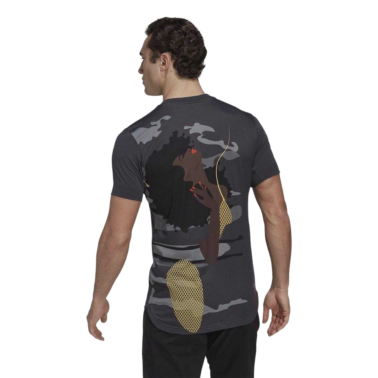 Grey - Back - Adidas Mens New York Performance Tennis T-Shirt