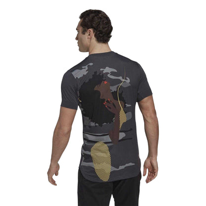 Grey - Back - Adidas Mens New York Performance Tennis T-Shirt